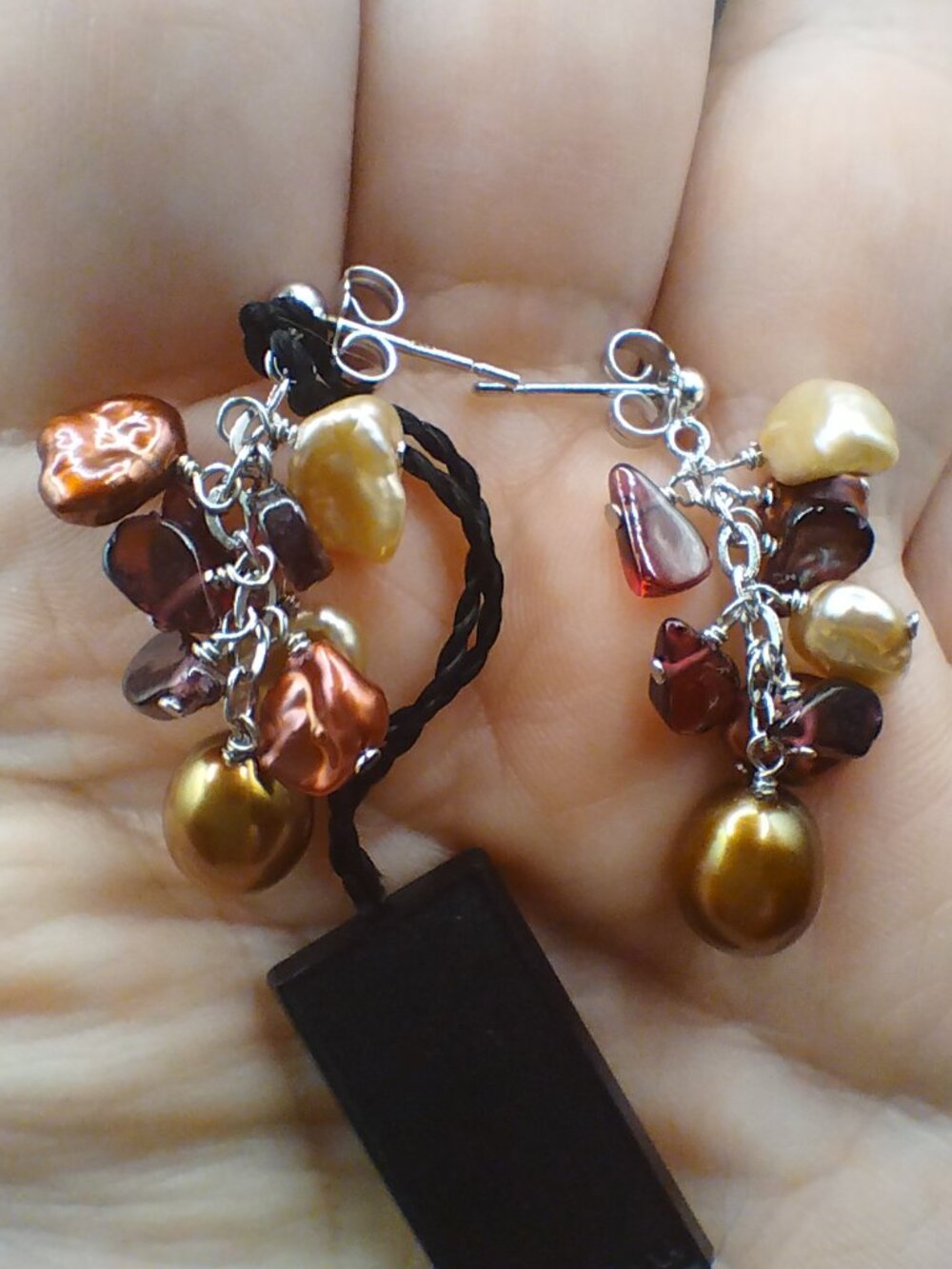Honora Keshi Freshwater Pearl Gemstone earrings 925 Sterling Silver